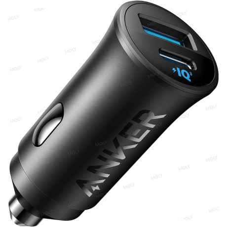 (USB-C) شاحن سيارة بمنفذين من النوع (سي) بقدرة 30 وات شاحن انكر محول 